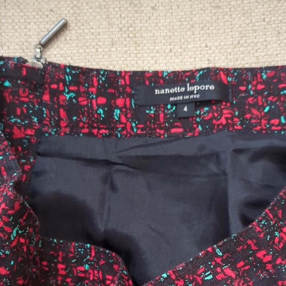 Nanette Lepore Red and Black Skirt Size 4 - Picture 3 of 5